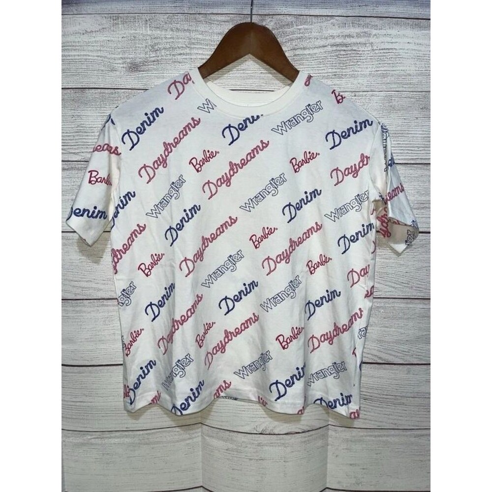 Size M Womens Juniors Wrangler Barbie Daydreams Shirt Nwt White Logo
